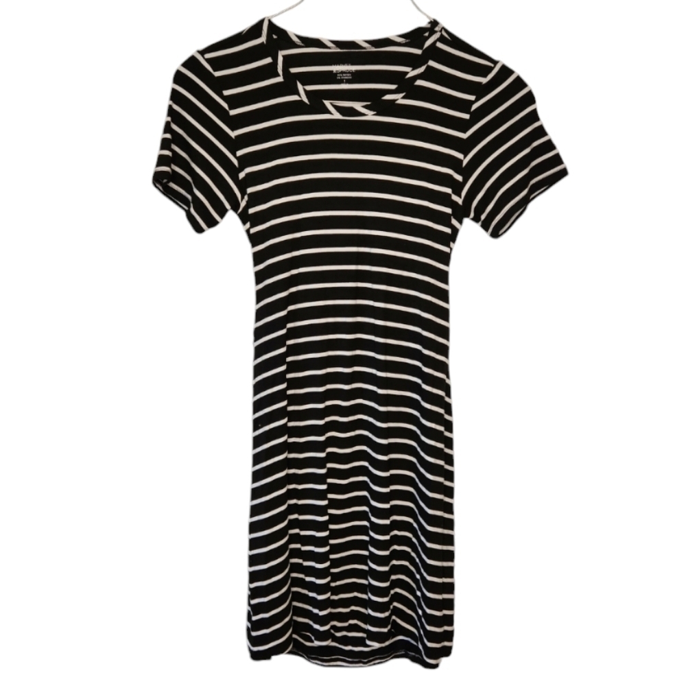 Market & Spruce Open Back Dress Black/White Striped Size Small